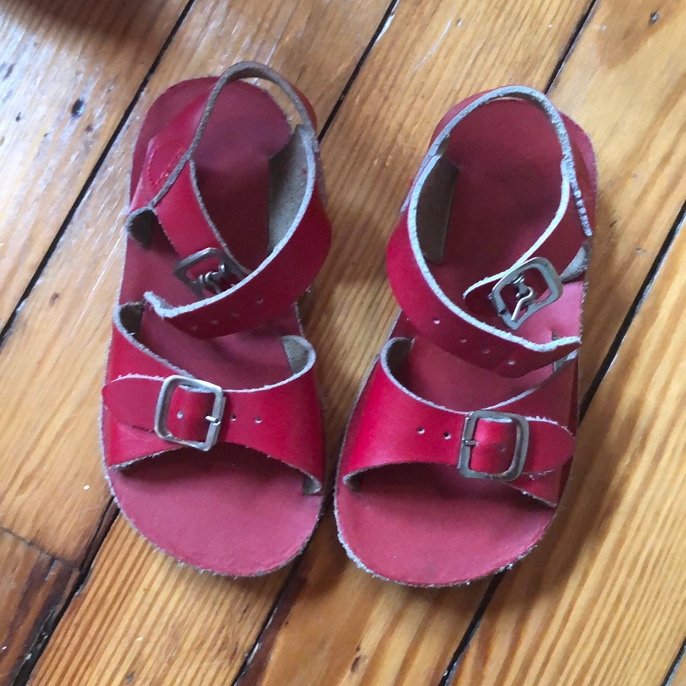 Red leather Salt Water sandals.